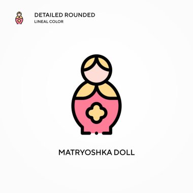 Matrioshka bebek vektör simgesi. Modern vektör illüstrasyon kavramları. Düzenlemesi ve kişiselleştirmesi kolay.