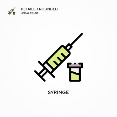 Şırınga vektör simgesi. Modern vektör illüstrasyon kavramları. Düzenlemesi ve kişiselleştirmesi kolay.