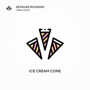 Dondurma koni vektör simgesi. Modern vektör illüstrasyon kavramları. Düzenlemesi ve kişiselleştirmesi kolay.