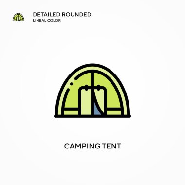 Kamp çadırı vektör simgesi. Modern vektör illüstrasyon kavramları. Düzenlemesi ve kişiselleştirmesi kolay.