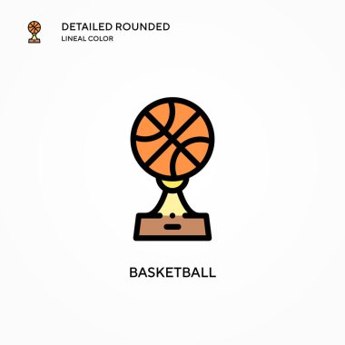 Basketbol vektör ikonu. Modern vektör illüstrasyon kavramları. Düzenlemesi ve kişiselleştirmesi kolay.