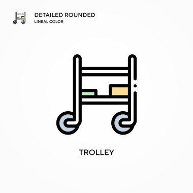 Trolley vektör simgesi. Modern vektör illüstrasyon kavramları. Düzenlemesi ve kişiselleştirmesi kolay.