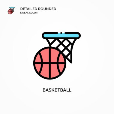 Basketbol vektör ikonu. Modern vektör illüstrasyon kavramları. Düzenlemesi ve kişiselleştirmesi kolay.