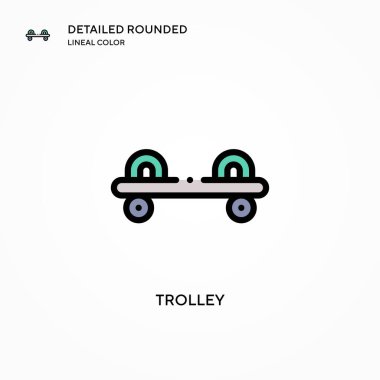 Trolley vektör simgesi. Modern vektör illüstrasyon kavramları. Düzenlemesi ve kişiselleştirmesi kolay.