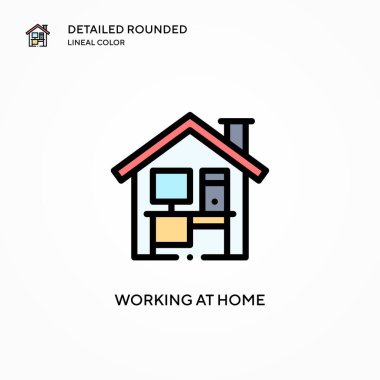 Ev vektör simgesinde çalışıyorum. Modern vektör illüstrasyon kavramları. Düzenlemesi ve kişiselleştirmesi kolay.