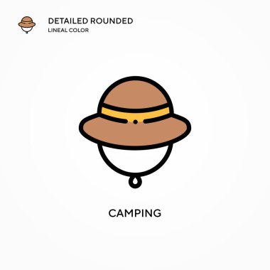 Kamp vektör simgesi. Modern vektör illüstrasyon kavramları. Düzenlemesi ve kişiselleştirmesi kolay.