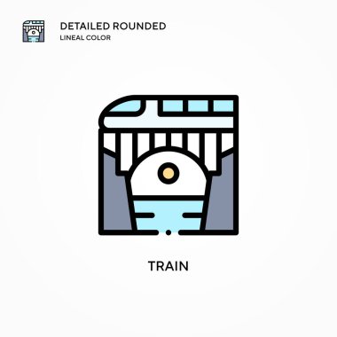 Tren vektör simgesi. Modern vektör illüstrasyon kavramları. Düzenlemesi ve kişiselleştirmesi kolay.