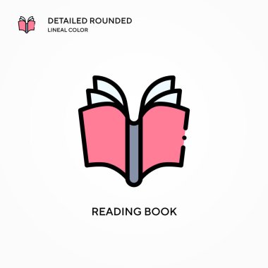 Kitap vektör simgesi okunuyor. Modern vektör illüstrasyon kavramları. Düzenlemesi ve kişiselleştirmesi kolay.