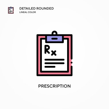 Reçete vektör simgesi. Modern vektör illüstrasyon kavramları. Düzenlemesi ve kişiselleştirmesi kolay.