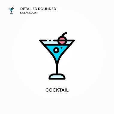 Kokteyl vektör simgesi. Modern vektör illüstrasyon kavramları. Düzenlemesi ve kişiselleştirmesi kolay.