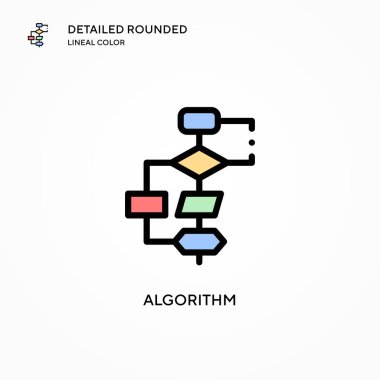 Algoritma vektör simgesi. Modern vektör illüstrasyon kavramları. Düzenlemesi ve kişiselleştirmesi kolay.