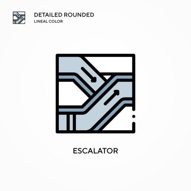Yürüyen merdiven vektör simgesi. Modern vektör illüstrasyon kavramları. Düzenlemesi ve kişiselleştirmesi kolay.