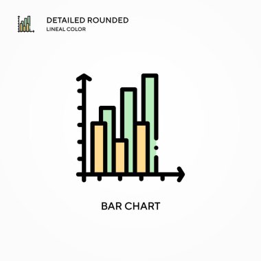 Bar çizelgesi vektör simgesi. Modern vektör illüstrasyon kavramları. Düzenlemesi ve kişiselleştirmesi kolay.