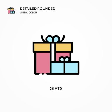 Hediye vektör simgesi. Modern vektör illüstrasyon kavramları. Düzenlemesi ve kişiselleştirmesi kolay.