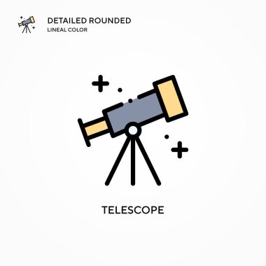 Teleskop vektör simgesi. Modern vektör illüstrasyon kavramları. Düzenlemesi ve kişiselleştirmesi kolay.
