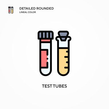 Test tüpleri vektör simgesi. Modern vektör illüstrasyon kavramları. Düzenlemesi ve kişiselleştirmesi kolay.