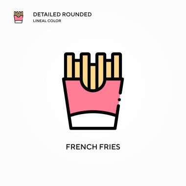 Patates kızartması vektör ikonu. Modern vektör illüstrasyon kavramları. Düzenlemesi ve kişiselleştirmesi kolay.