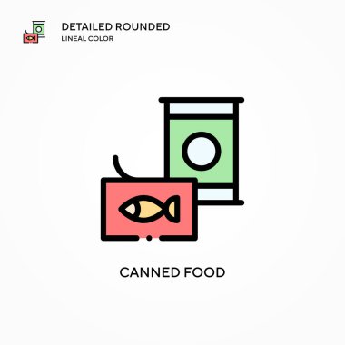 Konserve gıda vektör simgesi. Modern vektör illüstrasyon kavramları. Düzenlemesi ve kişiselleştirmesi kolay.