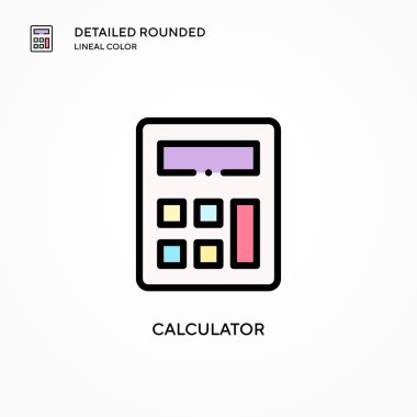 Hesap makinesi vektör simgesi. Modern vektör illüstrasyon kavramları. Düzenlemesi ve kişiselleştirmesi kolay.