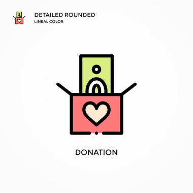 Bağış vektörü simgesi. Modern vektör illüstrasyon kavramları. Düzenlemesi ve kişiselleştirmesi kolay.