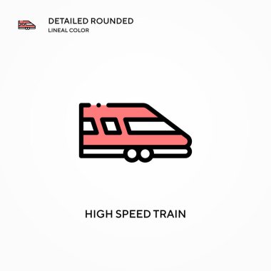 Yüksek hızlı tren vektör simgesi. Modern vektör illüstrasyon kavramları. Düzenlemesi ve kişiselleştirmesi kolay.