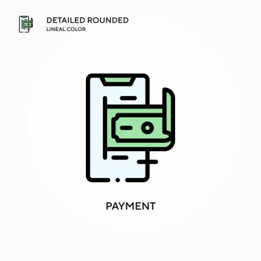 Ödeme vektör simgesi. Modern vektör illüstrasyon kavramları. Düzenlemesi ve kişiselleştirmesi kolay.