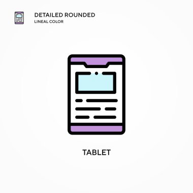 Tablet vektör simgesi. Modern vektör illüstrasyon kavramları. Düzenlemesi ve kişiselleştirmesi kolay.