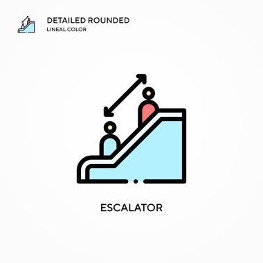 Yürüyen merdiven vektör simgesi. Modern vektör illüstrasyon kavramları. Düzenlemesi ve kişiselleştirmesi kolay.