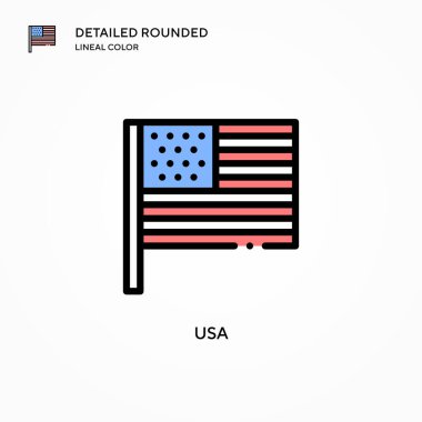 Usa vektör simgesi. Modern vektör illüstrasyon kavramları. Düzenlemesi ve kişiselleştirmesi kolay.