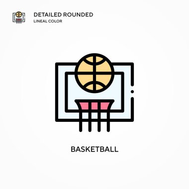 Basketbol vektör ikonu. Modern vektör illüstrasyon kavramları. Düzenlemesi ve kişiselleştirmesi kolay.