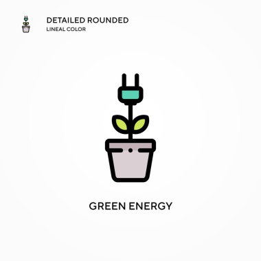 Yeşil enerji vektör simgesi. Modern vektör illüstrasyon kavramları. Düzenlemesi ve kişiselleştirmesi kolay.