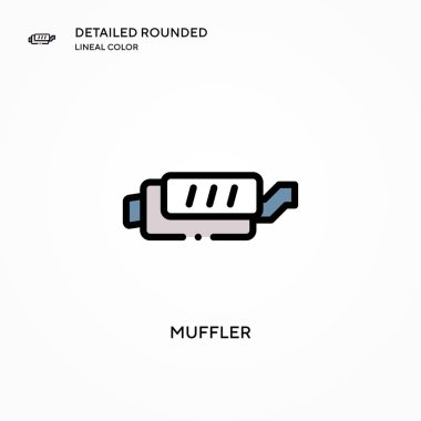 Egzoz susturucu vektör simgesi. Modern vektör illüstrasyon kavramları. Düzenlemesi ve kişiselleştirmesi kolay.