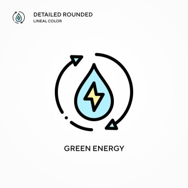 Yeşil enerji vektör simgesi. Modern vektör illüstrasyon kavramları. Düzenlemesi ve kişiselleştirmesi kolay.