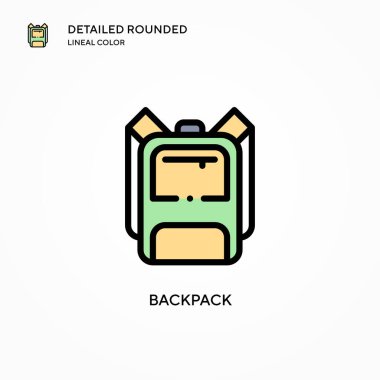 Sırt çantası vektör simgesi. Modern vektör illüstrasyon kavramları. Düzenlemesi ve kişiselleştirmesi kolay.