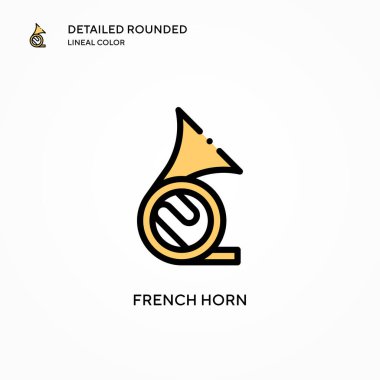Fransız kornosu vektör simgesi. Modern vektör illüstrasyon kavramları. Düzenlemesi ve kişiselleştirmesi kolay.