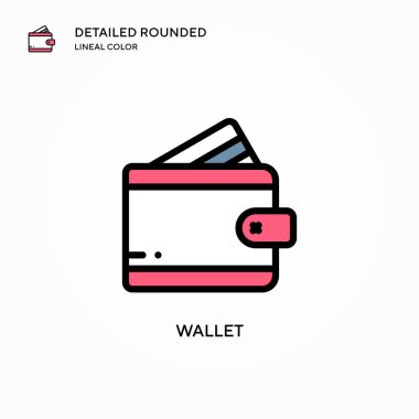 Cüzdan vektör simgesi. Modern vektör illüstrasyon kavramları. Düzenlemesi ve kişiselleştirmesi kolay.