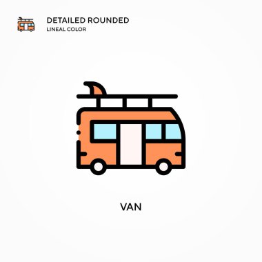 Van vektör simgesi. Modern vektör illüstrasyon kavramları. Düzenlemesi ve kişiselleştirmesi kolay.