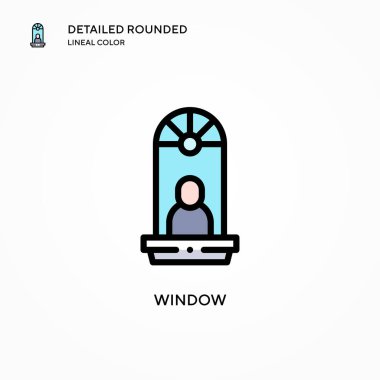 Pencere vektör simgesi. Modern vektör illüstrasyon kavramları. Düzenlemesi ve kişiselleştirmesi kolay.