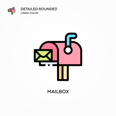 Posta kutusu vektör simgesi. Modern vektör illüstrasyon kavramları. Düzenlemesi ve kişiselleştirmesi kolay.