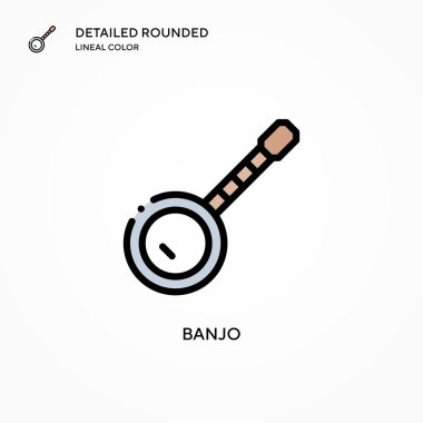Banjo vektör simgesi. Modern vektör illüstrasyon kavramları. Düzenlemesi ve kişiselleştirmesi kolay.