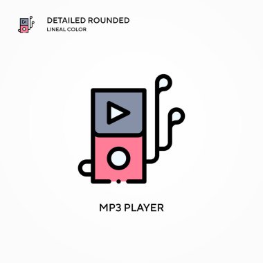 Mp3 oyuncu vektör simgesi. Modern vektör illüstrasyon kavramları. Düzenlemesi ve kişiselleştirmesi kolay.