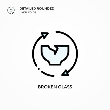 Kırık cam vektör simgesi. Modern vektör illüstrasyon kavramları. Düzenlemesi ve kişiselleştirmesi kolay.