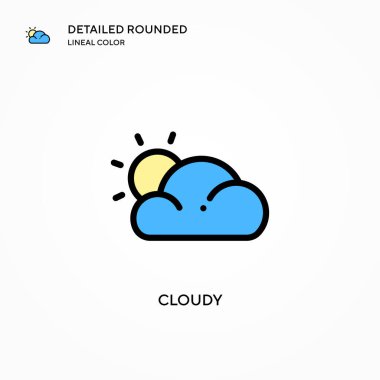 Bulutlu vektör simgesi. Modern vektör illüstrasyon kavramları. Düzenlemesi ve kişiselleştirmesi kolay.