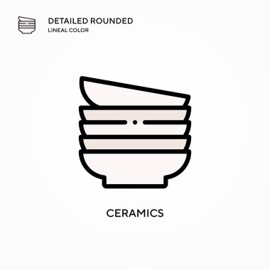Seramik vektör simgesi. Modern vektör illüstrasyon kavramları. Düzenlemesi ve kişiselleştirmesi kolay.