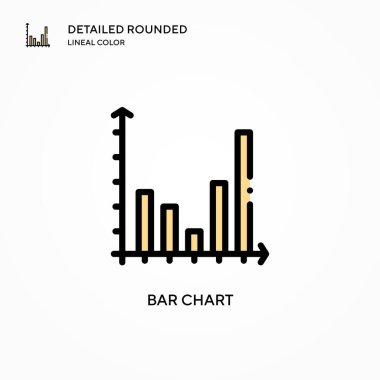 Bar çizelgesi vektör simgesi. Modern vektör illüstrasyon kavramları. Düzenlemesi ve kişiselleştirmesi kolay.