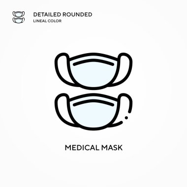 Tıbbi maske vektör simgesi. Modern vektör illüstrasyon kavramları. Düzenlemesi ve kişiselleştirmesi kolay.
