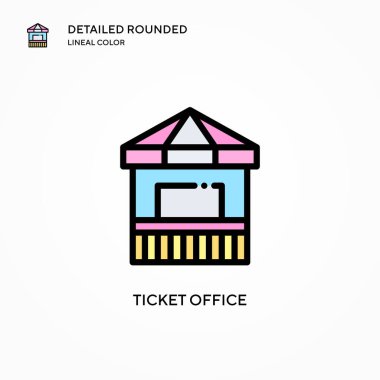 Bilet ofisi vektör simgesi. Modern vektör illüstrasyon kavramları. Düzenlemesi ve kişiselleştirmesi kolay.