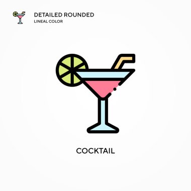 Kokteyl vektör simgesi. Modern vektör illüstrasyon kavramları. Düzenlemesi ve kişiselleştirmesi kolay.
