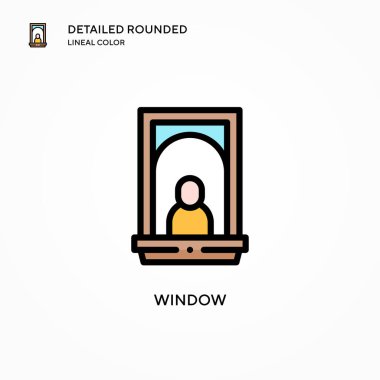 Pencere vektör simgesi. Modern vektör illüstrasyon kavramları. Düzenlemesi ve kişiselleştirmesi kolay.