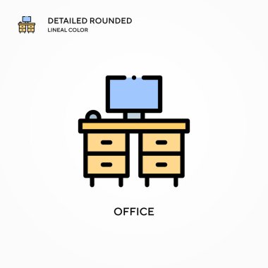 Ofis vektör simgesi. Modern vektör illüstrasyon kavramları. Düzenlemesi ve kişiselleştirmesi kolay.